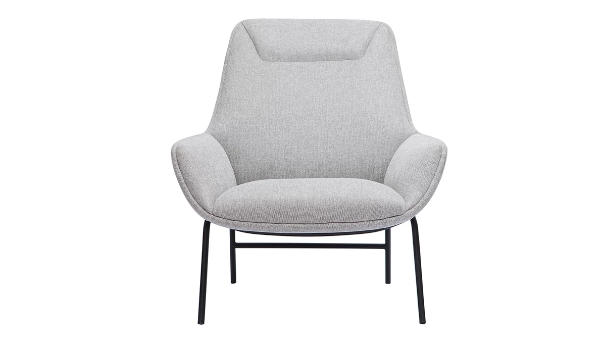 Fauteuil Design En Tissu Effet Velours Texturé Gris Clair Et Métal Noir MARCEAU 3 Fauteuil Design En Tissu Effet Velours Texturé Gris Clair Et Métal Noir MARCEAU