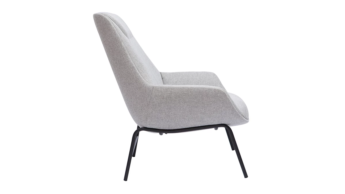 Fauteuil Design En Tissu Effet Velours Texturé Gris Clair Et Métal Noir MARCEAU 5 Fauteuil Design En Tissu Effet Velours Texturé Gris Clair Et Métal Noir MARCEAU – Image 3