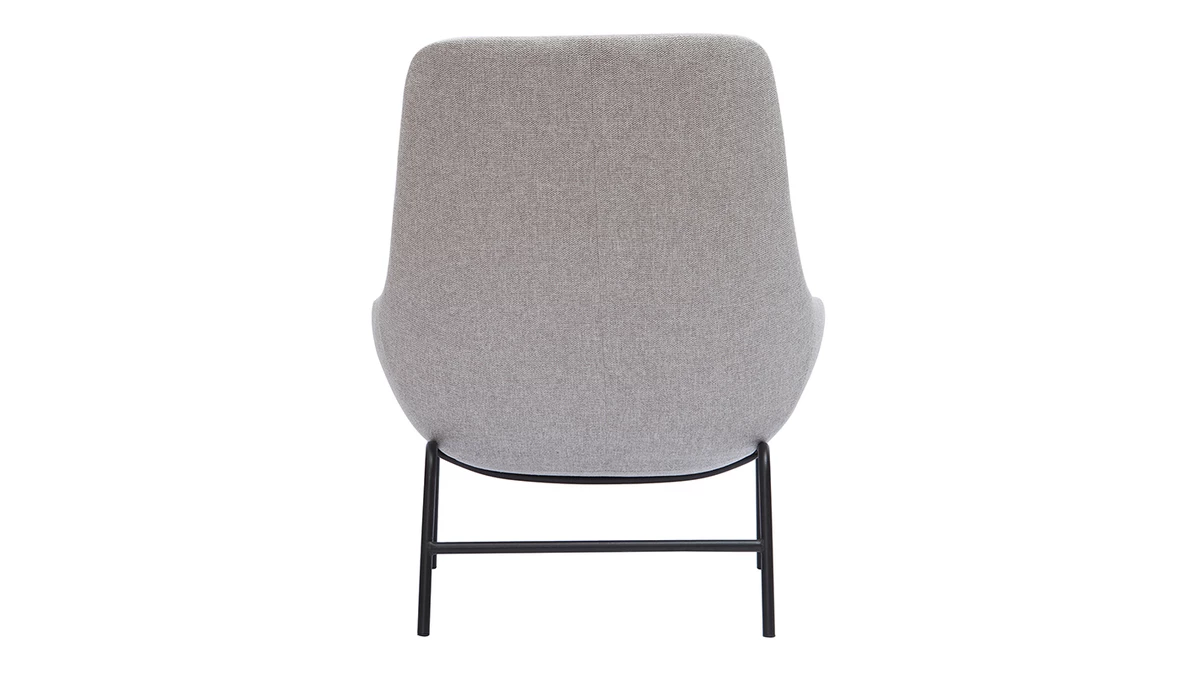 Fauteuil Design En Tissu Effet Velours Texturé Gris Clair Et Métal Noir MARCEAU 6 Fauteuil Design En Tissu Effet Velours Texturé Gris Clair Et Métal Noir MARCEAU – Image 4