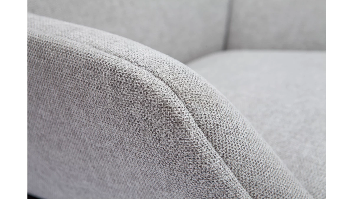 Fauteuil Design En Tissu Effet Velours Texturé Gris Clair Et Métal Noir MARCEAU 7 Fauteuil Design En Tissu Effet Velours Texturé Gris Clair Et Métal Noir MARCEAU – Image 5