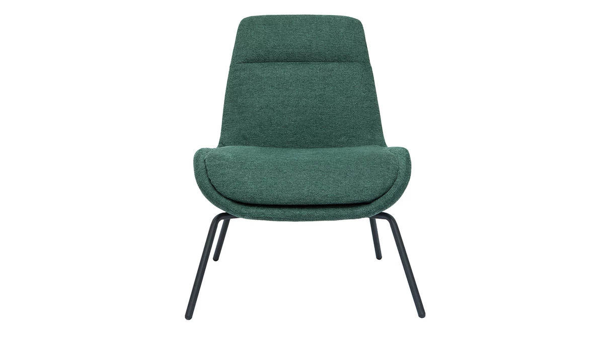 Fauteuil Design En Tissu Effet Velours Texturé Vert Et Métal Noir GILLY 3 Fauteuil Design En Tissu Effet Velours Texturé Vert Et Métal Noir GILLY