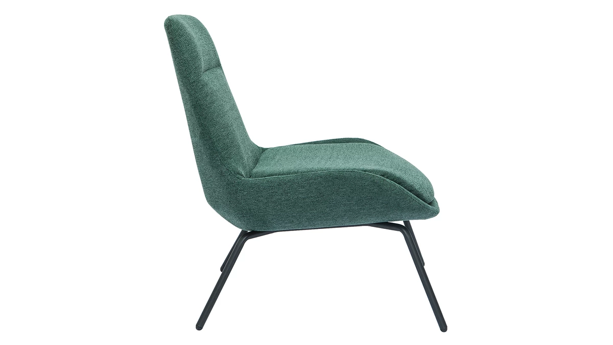 Fauteuil Design En Tissu Effet Velours Texturé Vert Et Métal Noir GILLY 5 Fauteuil Design En Tissu Effet Velours Texturé Vert Et Métal Noir GILLY – Image 3