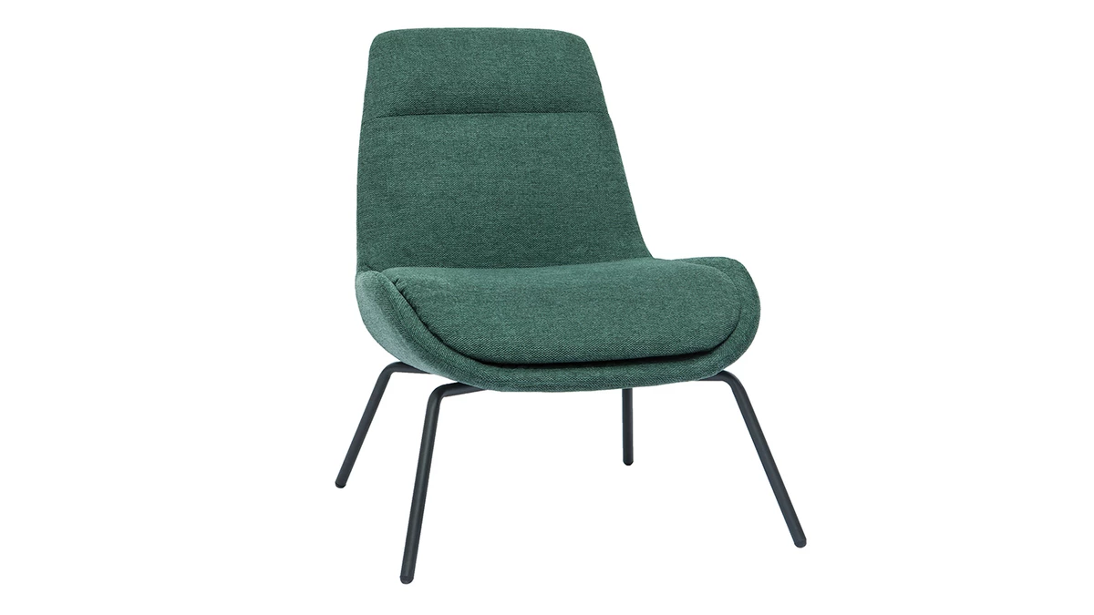 Fauteuil Design En Tissu Effet Velours Texturé Vert Et Métal Noir GILLY 4 Fauteuil Design En Tissu Effet Velours Texturé Vert Et Métal Noir GILLY – Image 2