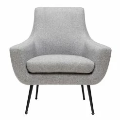 Fauteuil Design En Tissu Gris Clair Et Métal Noir MONTANA