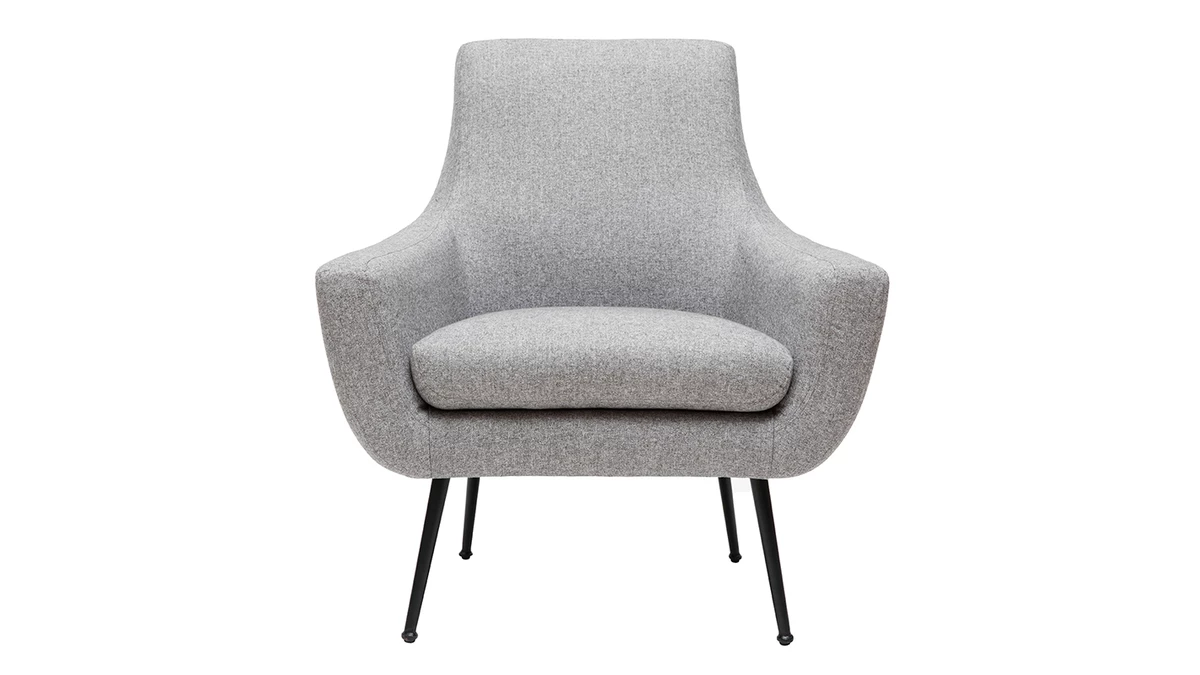 Fauteuil Design En Tissu Gris Clair Et Métal Noir MONTANA 3 Fauteuil Design En Tissu Gris Clair Et Métal Noir MONTANA