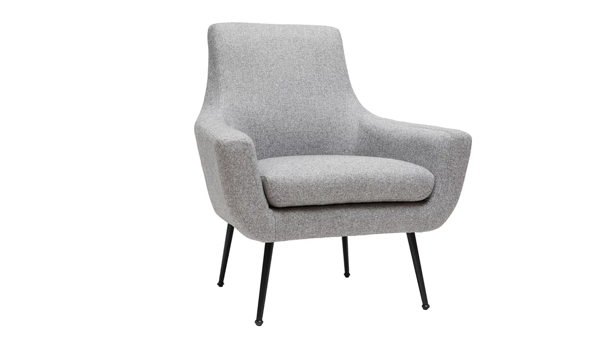 Fauteuil Design En Tissu Gris Clair Et Métal Noir MONTANA 4 Fauteuil Design En Tissu Gris Clair Et Métal Noir MONTANA – Image 2