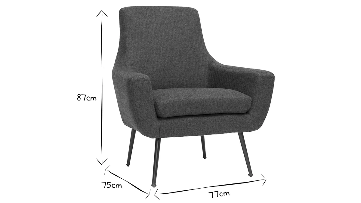 Fauteuil Design En Tissu Gris Clair Et Métal Noir MONTANA 9 Fauteuil Design En Tissu Gris Clair Et Métal Noir MONTANA – Image 7