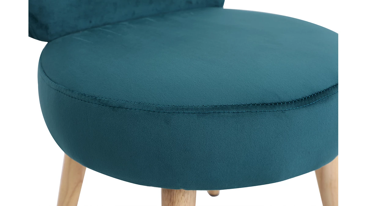 Fauteuil Design En Tissu Velours Bleu Canard Et Bois Clair TANAKA 7 Fauteuil Design En Tissu Velours Bleu Canard Et Bois Clair TANAKA – Image 5