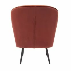 Fauteuil Design En Tissu Velours Rouge Tomette Et Métal Noir AMANITA -Canapé Soldes fauteuil design en tissu velours rouge tomette et metal noir amanita 52620 63514899b4053 1200 675
