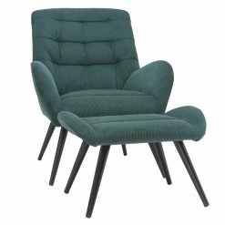 Fauteuil Et Repose-pieds Design En Tissu Velours Côtelé Vert Et Métal Noir ZOE -Canapé Soldes fauteuil et repose pieds design en tissu velours cotele vert et metal noir zoe 48651 5fd2482c8141a 1200 675