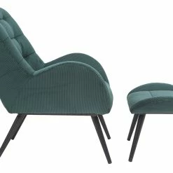 Fauteuil Et Repose-pieds Design En Tissu Velours Côtelé Vert Et Métal Noir ZOE -Canapé Soldes fauteuil et repose pieds design en tissu velours cotele vert et metal noir zoe 48651 5fd2482e67185 1200 675