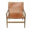 Fauteuil Ethnique Bois Teck Massif Et Cuir Marron CHILLY