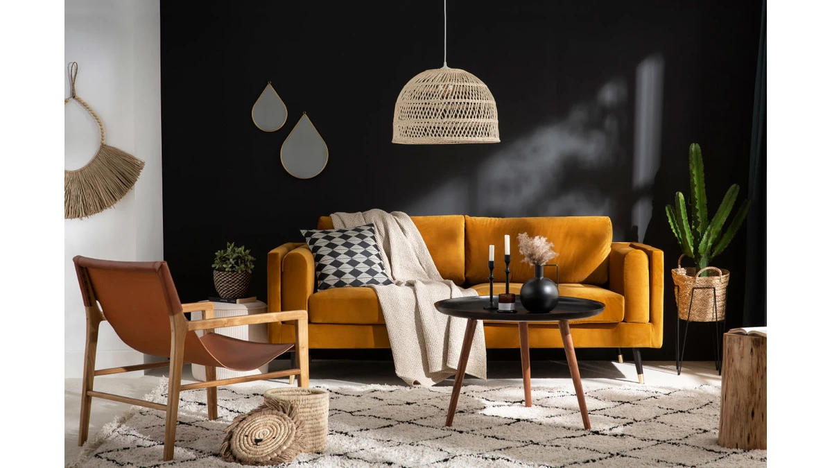 Fauteuil Ethnique Bois Teck Massif Et Cuir Marron CHILLY 9 Fauteuil Ethnique Bois Teck Massif Et Cuir Marron CHILLY – Image 7