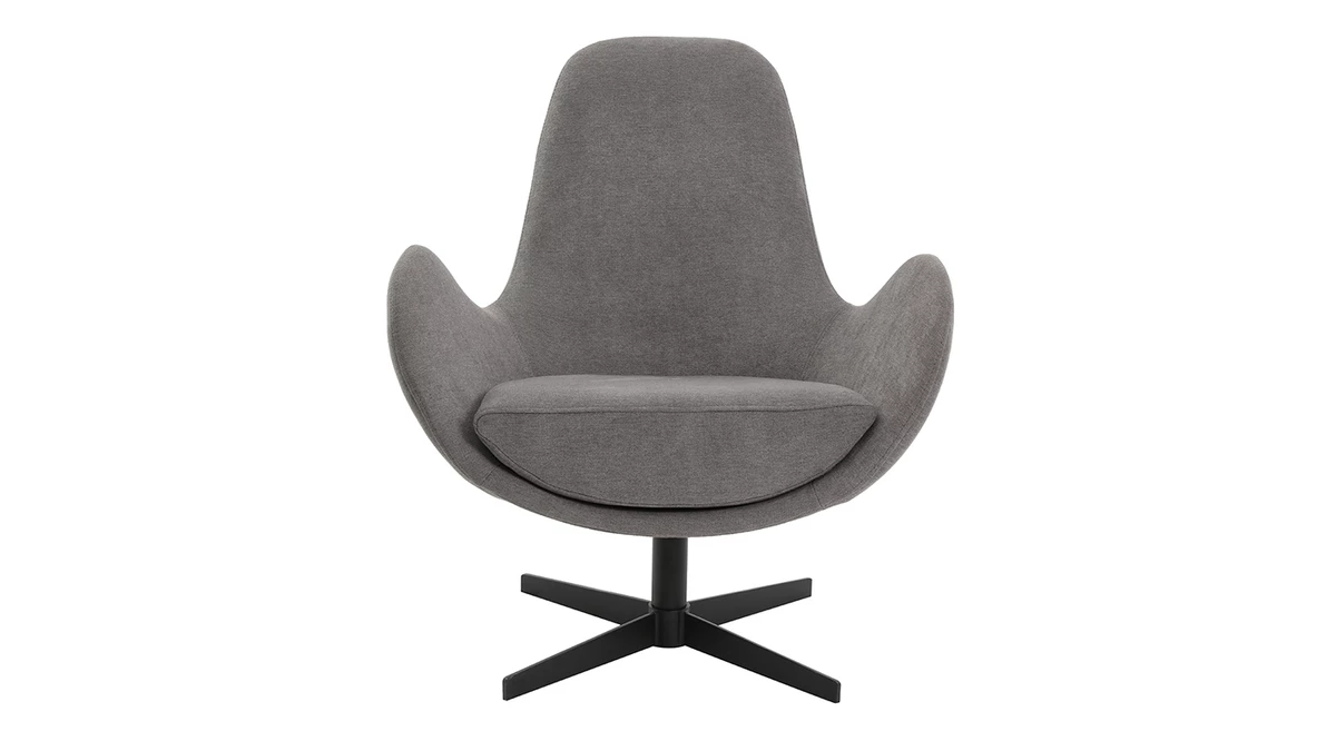 Fauteuil Pivotant Design En Tissu Effet Velours Gris Et Métal Noir ANDY - Miliboo & Stéphane Plaza 3 Fauteuil Pivotant Design En Tissu Effet Velours Gris Et Métal Noir ANDY - Miliboo & Stéphane Plaza