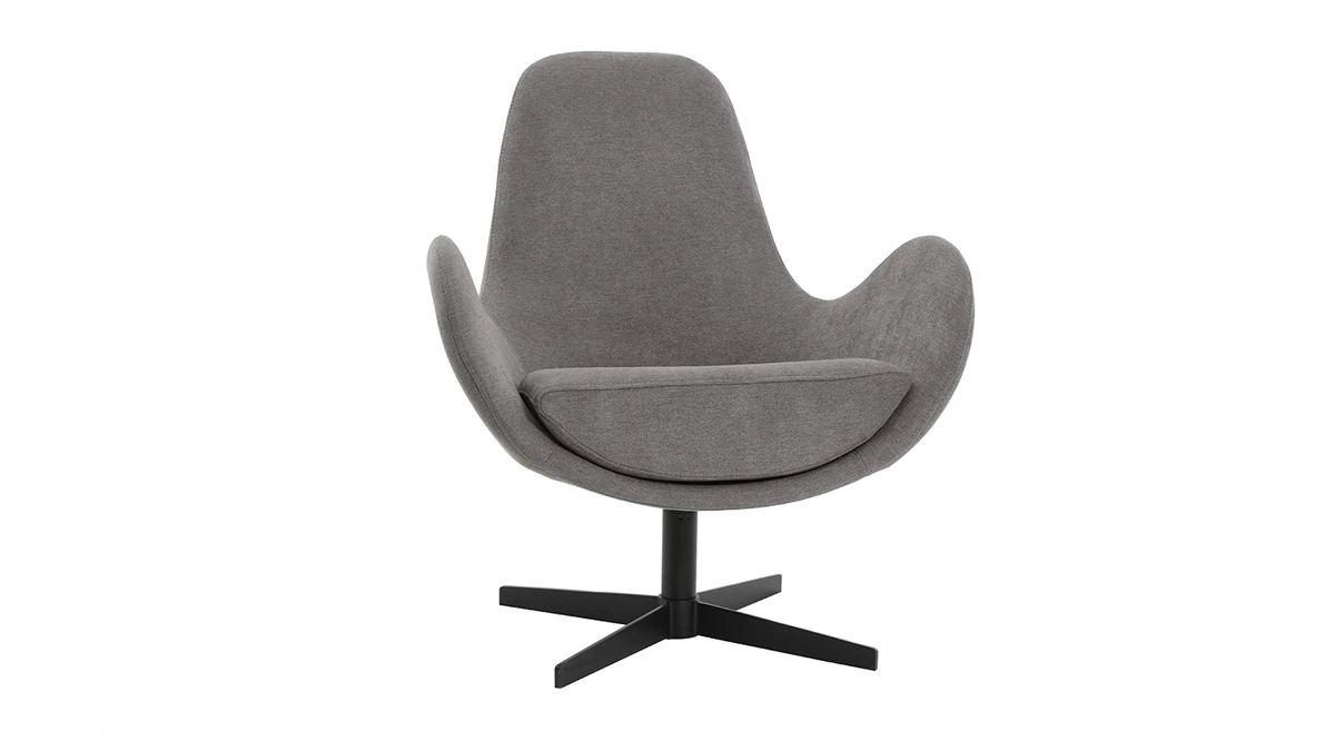 Fauteuil Pivotant Design En Tissu Effet Velours Gris Et Métal Noir ANDY - Miliboo & Stéphane Plaza 4 Fauteuil Pivotant Design En Tissu Effet Velours Gris Et Métal Noir ANDY - Miliboo & Stéphane Plaza – Image 2