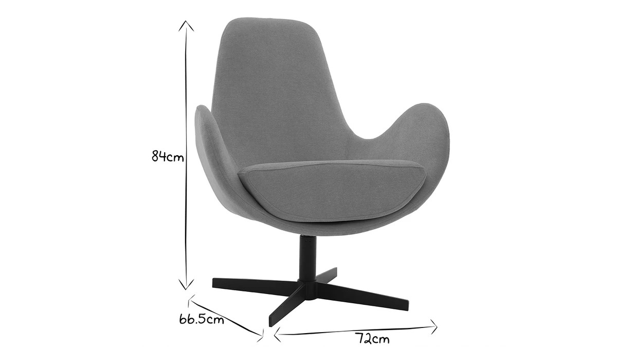 Fauteuil Pivotant Design En Tissu Effet Velours Gris Et Métal Noir ANDY - Miliboo & Stéphane Plaza 9 Fauteuil Pivotant Design En Tissu Effet Velours Gris Et Métal Noir ANDY - Miliboo & Stéphane Plaza – Image 7