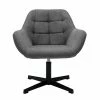 Fauteuil Pivotant Design En Tissu Effet Velours Gris Et Métal Noir DARWIN