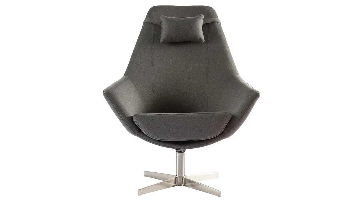 Fauteuil Pivotant Design En Tissu Gris Foncé Et Acier Chromé AMADEO 3 Fauteuil Pivotant Design En Tissu Gris Foncé Et Acier Chromé AMADEO
