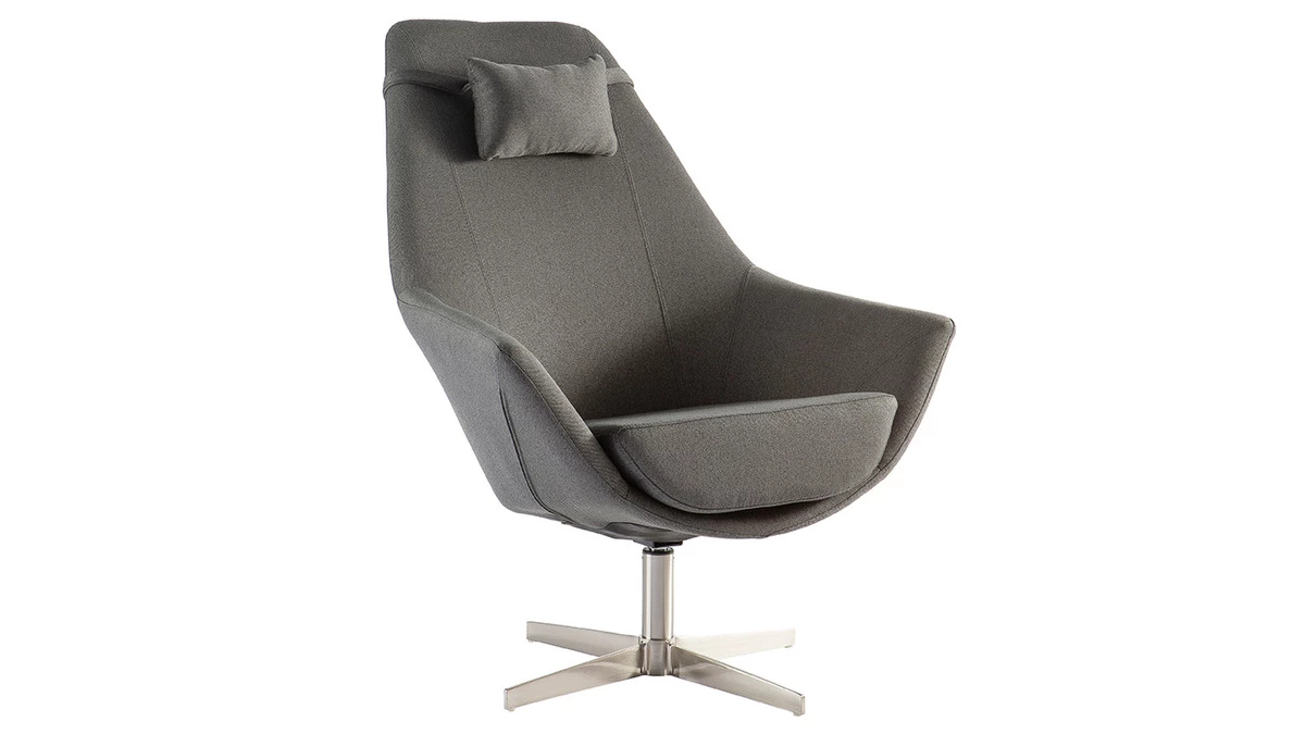 Fauteuil Pivotant Design En Tissu Gris Foncé Et Acier Chromé AMADEO 4 Fauteuil Pivotant Design En Tissu Gris Foncé Et Acier Chromé AMADEO – Image 2
