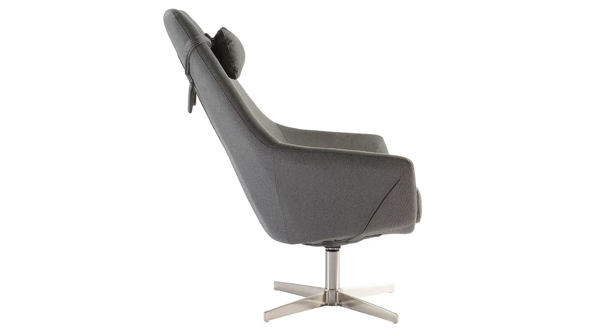 Fauteuil Pivotant Design En Tissu Gris Foncé Et Acier Chromé AMADEO 5 Fauteuil Pivotant Design En Tissu Gris Foncé Et Acier Chromé AMADEO – Image 3