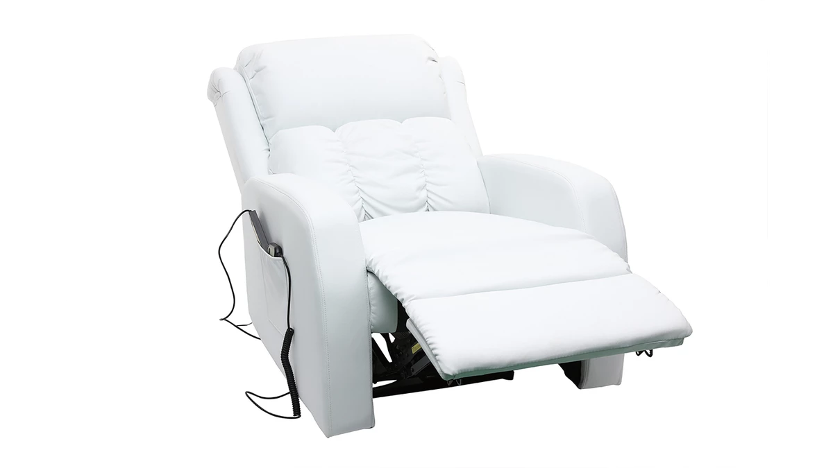 Fauteuil Relax électrique Massant Blanc GALLER 5 Fauteuil Relax électrique Massant Blanc GALLER – Image 3