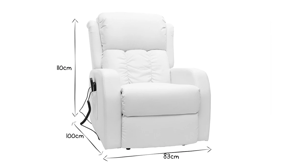 Fauteuil Relax électrique Massant Blanc GALLER 9 Fauteuil Relax électrique Massant Blanc GALLER – Image 7