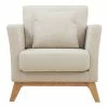 Fauteuil Scandinave Déhoussable En Tissu Beige Et Bois Clair OSLO