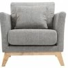 Fauteuil Scandinave Déhoussable En Tissu Gris Clair Et Bois Clair OSLO