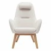 Fauteuil Scandinave En Tissu Beige Et Bois Clair MANIA