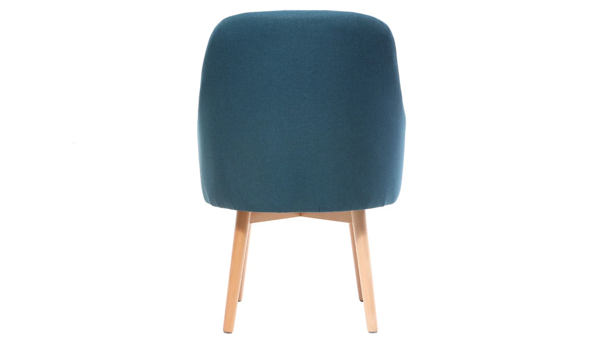 Fauteuil Scandinave En Tissu Bleu Canard Et Bois Clair MONA 5 Fauteuil Scandinave En Tissu Bleu Canard Et Bois Clair MONA – Image 3