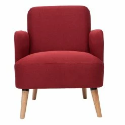 Fauteuil Scandinave En Tissu Bordeaux Et Bois Clair ISKO