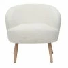 Fauteuil Scandinave En Tissu Effet Laine Bouclée écru Et Bois Clair MAGGIE