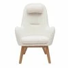 Fauteuil Scandinave En Tissu Effet Peau De Mouton Blanc Et Bois Clair MANIA