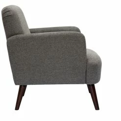 Fauteuil Scandinave En Tissu Effet Velours Texturé Gris Et Bois Foncé ISKO -Canapé Soldes fauteuil scandinave en tissu effet velours texture gris et bois fonce isko 52654 6329b70251768 1200 675