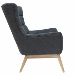 Fauteuil Scandinave En Tissu Effet Velours Texturé Gris Foncé Et Bois Clair BRODY -Canapé Soldes fauteuil scandinave en tissu effet velours texture gris fonce et bois clair brody 51289 626019e8f2769 1200 675