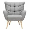 Fauteuil Scandinave En Tissu Gris Clair Et Bois Clair AVERY - Miliboo & Stéphane Plaza