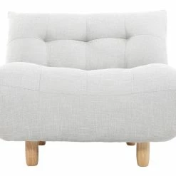 Fauteuil Scandinave En Tissu Gris Clair Et Bois Clair YUMI