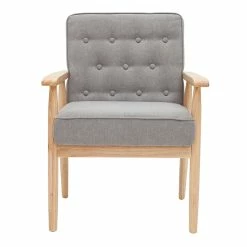 Fauteuil Scandinave En Tissu Gris Et Bois Clair FILIP