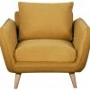 Fauteuil Scandinave En Tissu Jaune Cumin Et Bois Clair CREEP