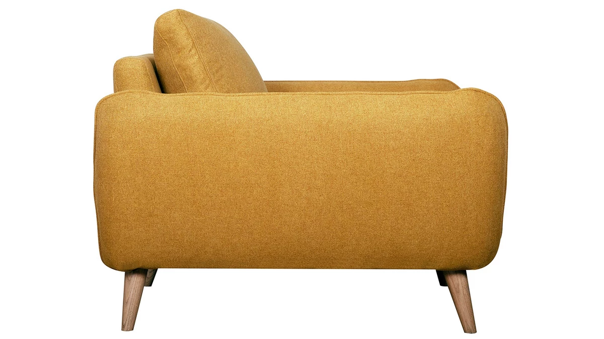 Fauteuil Scandinave En Tissu Jaune Cumin Et Bois Clair CREEP 6 Fauteuil Scandinave En Tissu Jaune Cumin Et Bois Clair CREEP – Image 4