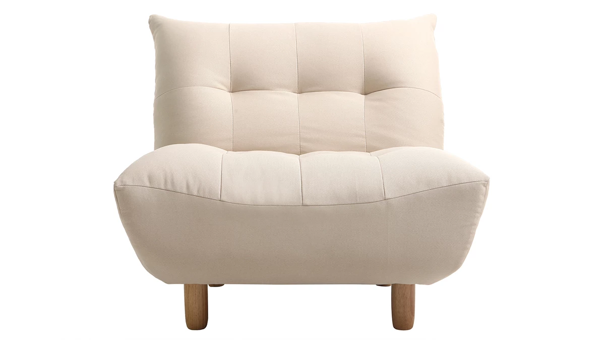Fauteuil Scandinave En Tissu Naturel Et Bois Clair YUMI 2 Fauteuil Scandinave En Tissu Naturel Et Bois Clair YUMI