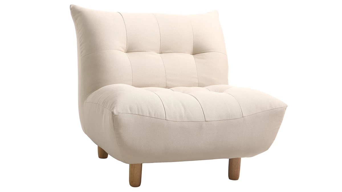 Fauteuil Scandinave En Tissu Naturel Et Bois Clair YUMI 3 Fauteuil Scandinave En Tissu Naturel Et Bois Clair YUMI – Image 2