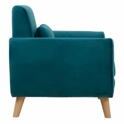 Fauteuil Scandinave En Tissu Velours Bleu Pétrole Et Bois Clair EKTOR -Canapé Soldes fauteuil scandinave en tissu velours bleu petrole et bois clair ektor 48844 5fdb76bc965e7 1200 675