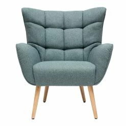 Fauteuil Scandinave En Tissu Vert Et Bois Clair AVERY - Miliboo & Stéphane Plaza