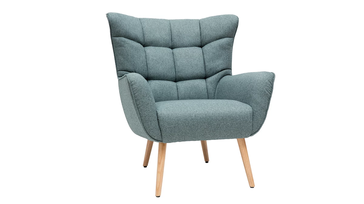 Fauteuil Scandinave En Tissu Vert Et Bois Clair AVERY - Miliboo & Stéphane Plaza 4 Fauteuil Scandinave En Tissu Vert Et Bois Clair AVERY - Miliboo & Stéphane Plaza – Image 2