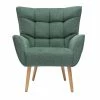 Fauteuil Scandinave Tissu Effet Velours Texturé Vert Foncé Et Hévéa Massif AVERY