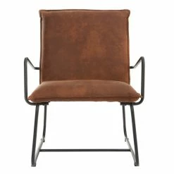 Fauteuil Vintage Marron Et Métal Noir MERCY