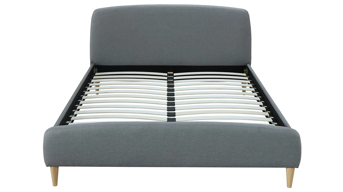 Lit 2 Places 140x200 Cm En Tissu Gris NIELS 3 Lit 2 Places 140x200 Cm En Tissu Gris NIELS