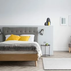 Lit 2 Places 140x200cm En Bois Et Tissu Gris LYNN 11 Lit 2 Places 140x200cm En Bois Et Tissu Gris LYNN -Canapé Soldes lit 2 places 140x200cm en bois et tissu gris lynn 41739 5bb3744312430 1200 675