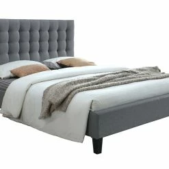 Lit 2 Places 160x200 Capitonné En Tissu Gris Clair DANAE -Canapé Soldes lit 2 places 160x200 capitonne en tissu gris clair danae 43022 5bbcc6f21ebd3 1200 675
